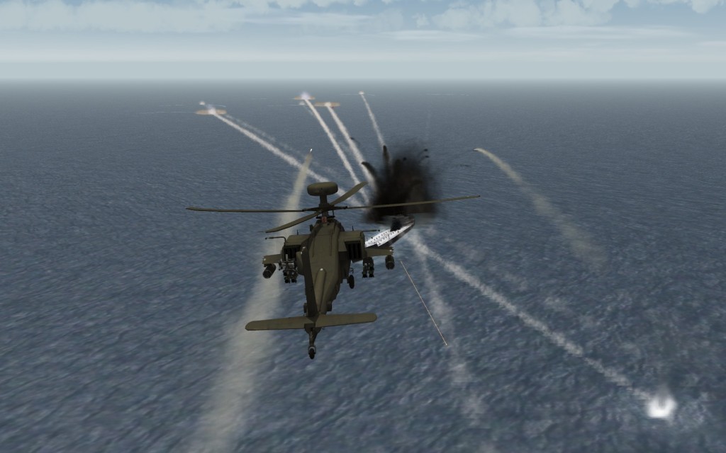 Apache fending off swarm attack.